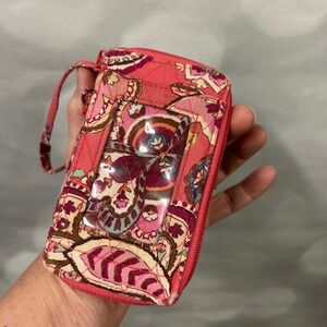Vera Bradley Pink Coral Paisley Floral ID‎ Wallet Holder Wristlet Wallet